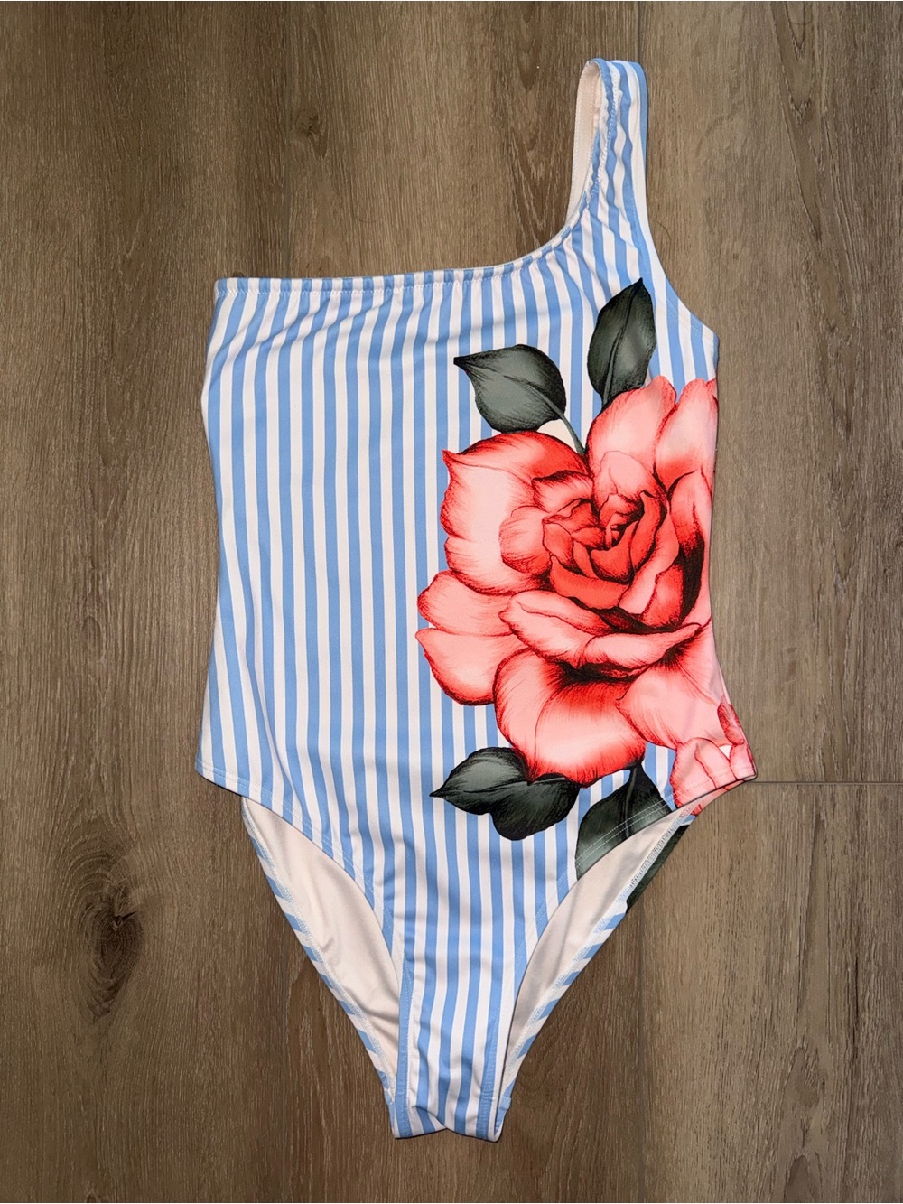 NWT Hutch X Anthropologie Souly Floral Stripes One Piece Shoulder Swimsuit Small